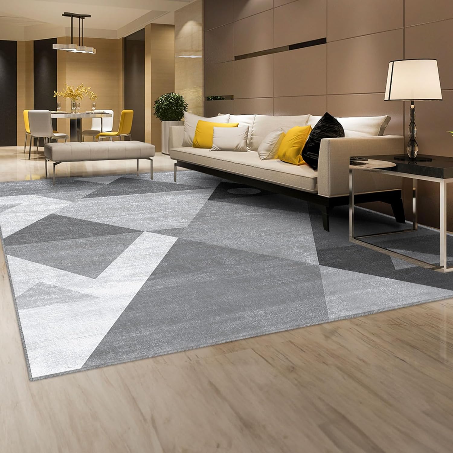 HOMFINE Washable 5x7 Geometric Modern Area Rug - Soft Non-Slip Bedroom Living Room