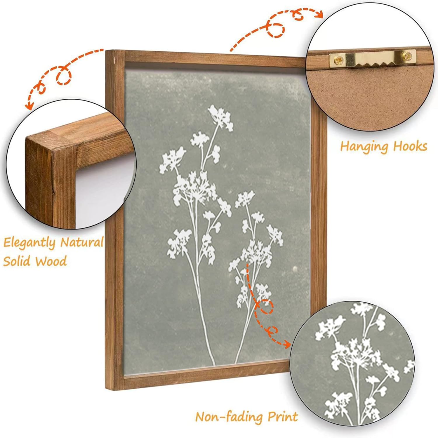 Framed Boho Botanical Wall Art Set of 4 Rustic Farmhouse Decor