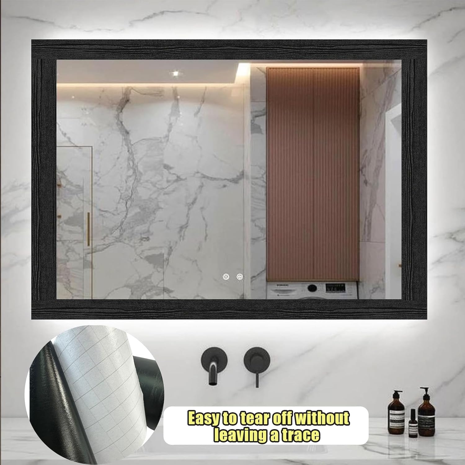 Black Wood Grain Self-Adhesive Waterproof PVC Wall Border Decor 4.2x390