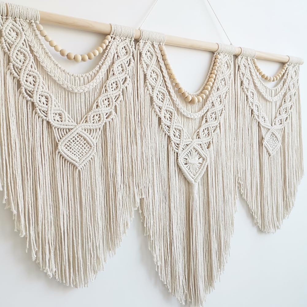 Achart Large Boho Macrame Wall Hanging - Handwoven Cotton Tapestry Decor
