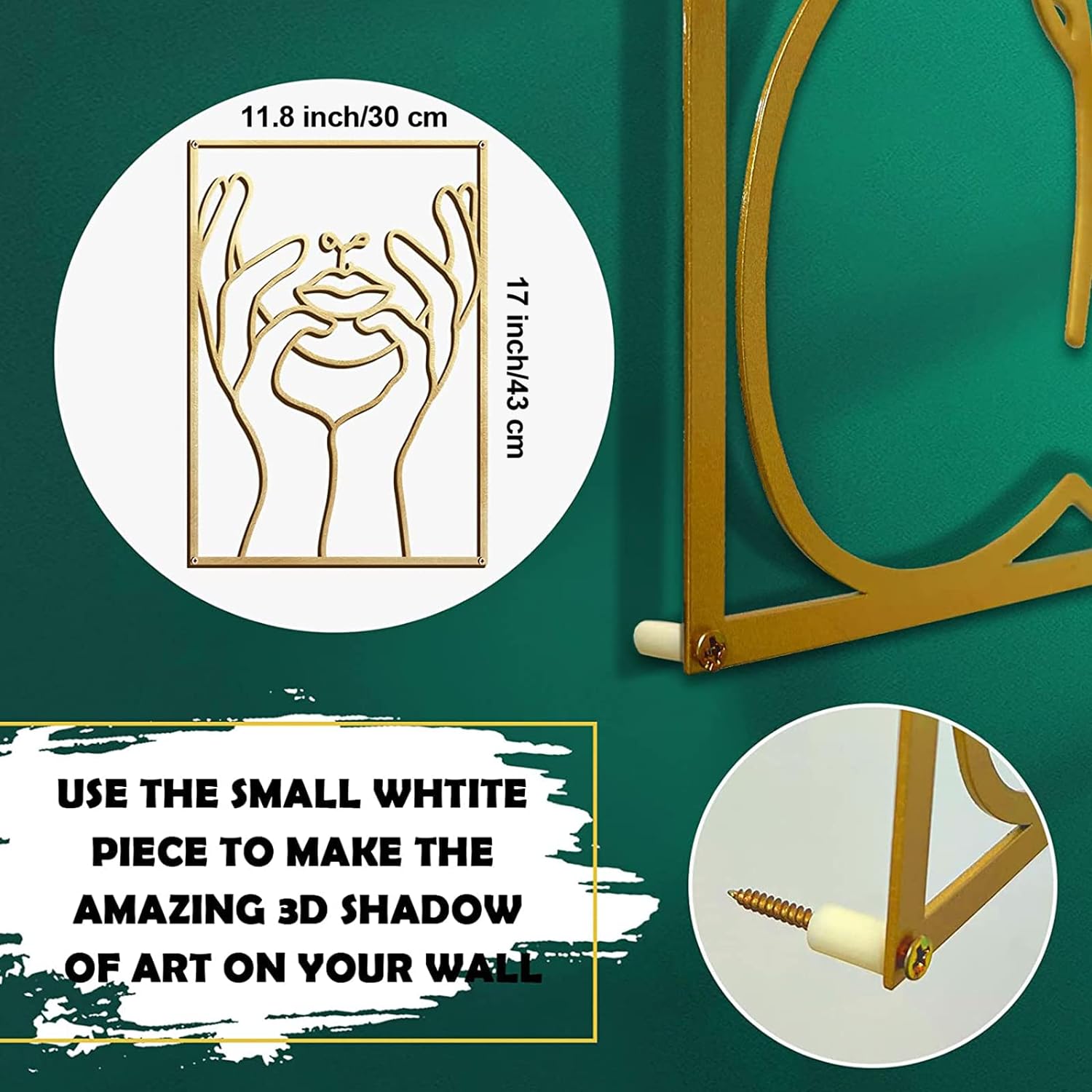 Glamativity 4-Pack Gold Minimalist Metal Line Art: Elegant Woman Body Wall Decor
