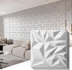 Art3d 33-Pack White 3D Diamond Textured PVC Wall Panels Modern Interior Decor