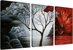 Wieco Art The Cloud Tree 3-Panel Giclee Canvas Wall Art - Modern Abstract Seascape Decor
