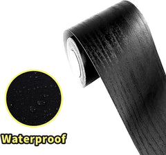 Black Wood Grain Self-Adhesive Waterproof PVC Wall Border Decor 4.2x390