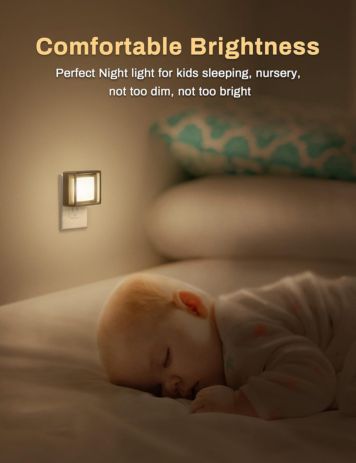 DORESshop Dimmable LED Plug-In Night Lights 2-Pack, Dusk-to-Dawn Sensor, Soft White
