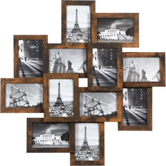 SONGMICS 12-Pack 4x6 Rustic Brown Collage Picture Frames, Glass Front
