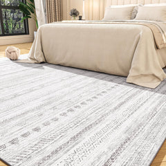 Ultra Soft Machine Washable Boho Living Room Area Rug 5x7 Grey