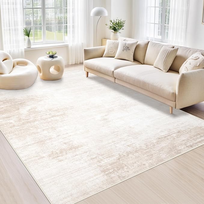 Modern Abstract Washable Area Rug 6x9: Soft, Non-Slip, Stain Resistant for Living Room