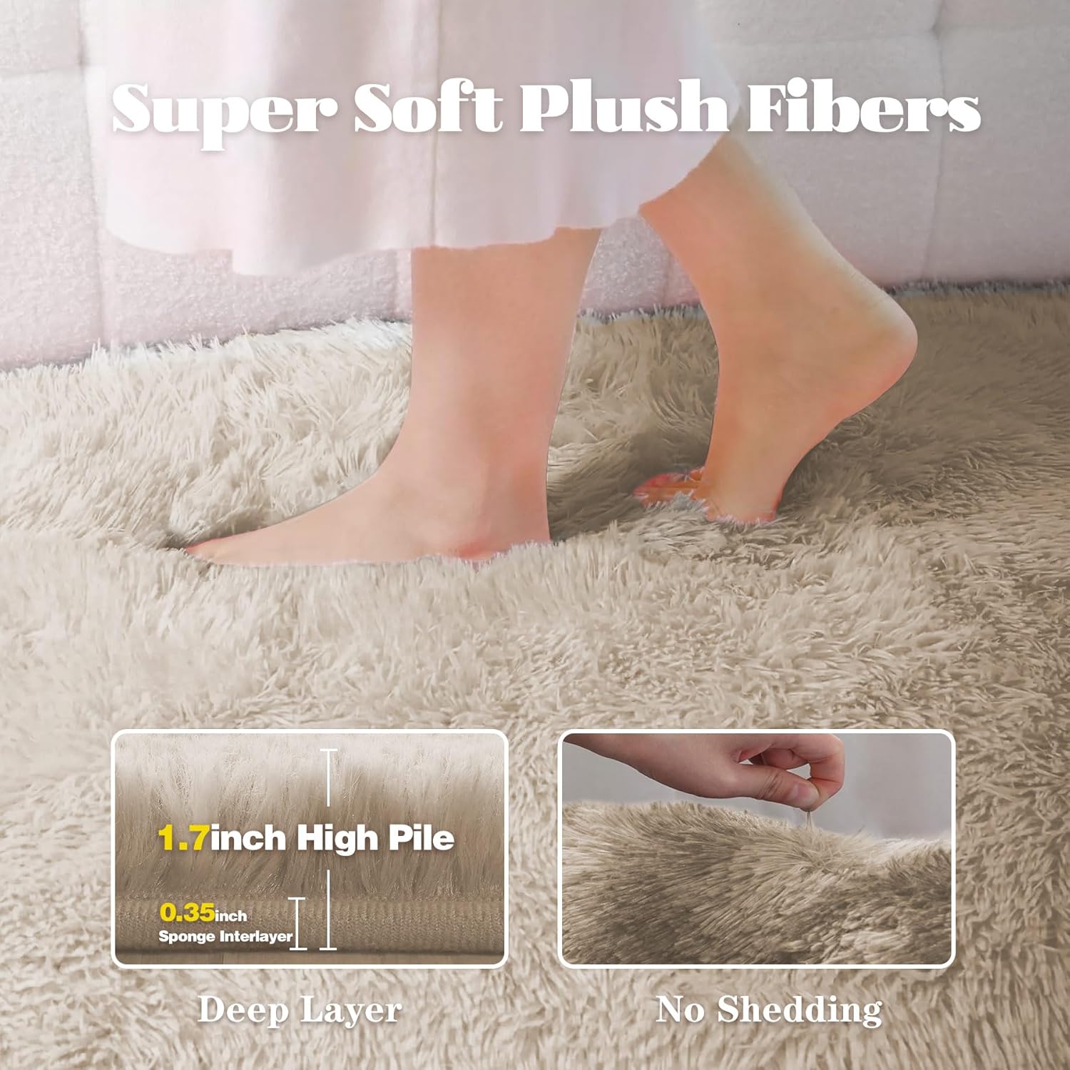 Ultra-Soft 8x10 Fluffy Shag Washable Area Rug for Living Room