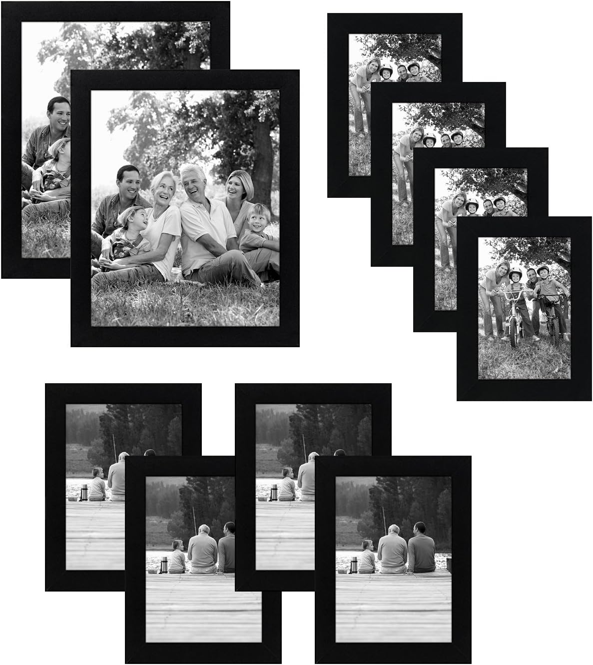 Americanflat 10-Piece Black Gallery Wall Picture Frame Set with Shatter-Resistant Glass