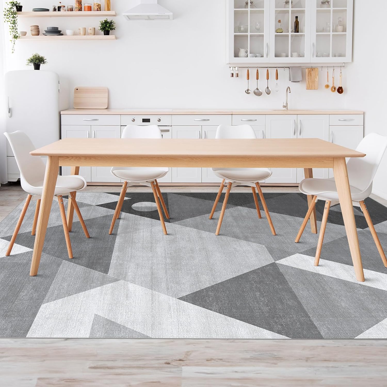 HOMFINE Washable 5x7 Geometric Modern Area Rug - Soft Non-Slip Bedroom Living Room