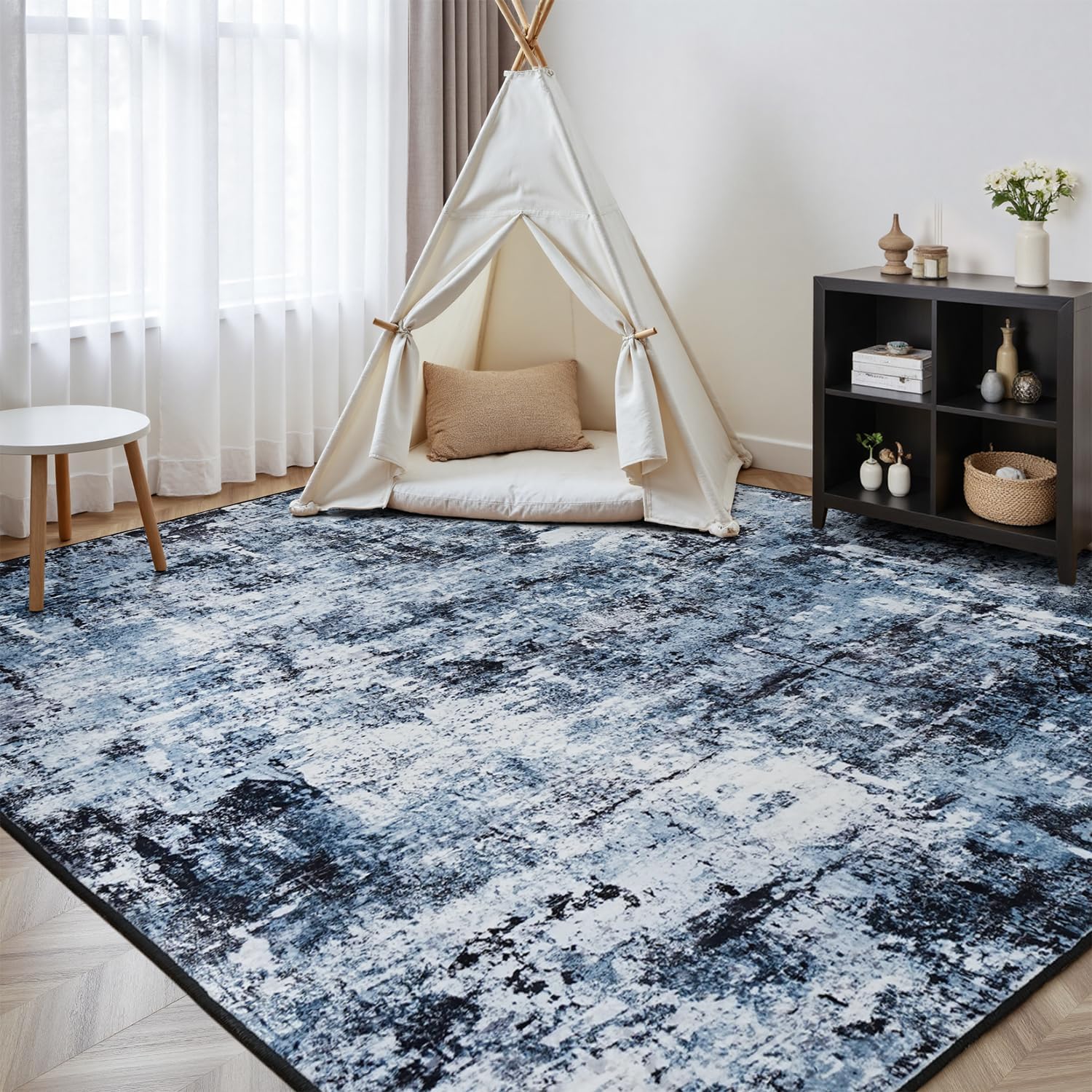 Rugflix Washable 8x10 Modern Abstract Area Rug for Living Room, Stain-Resistant Low Pile