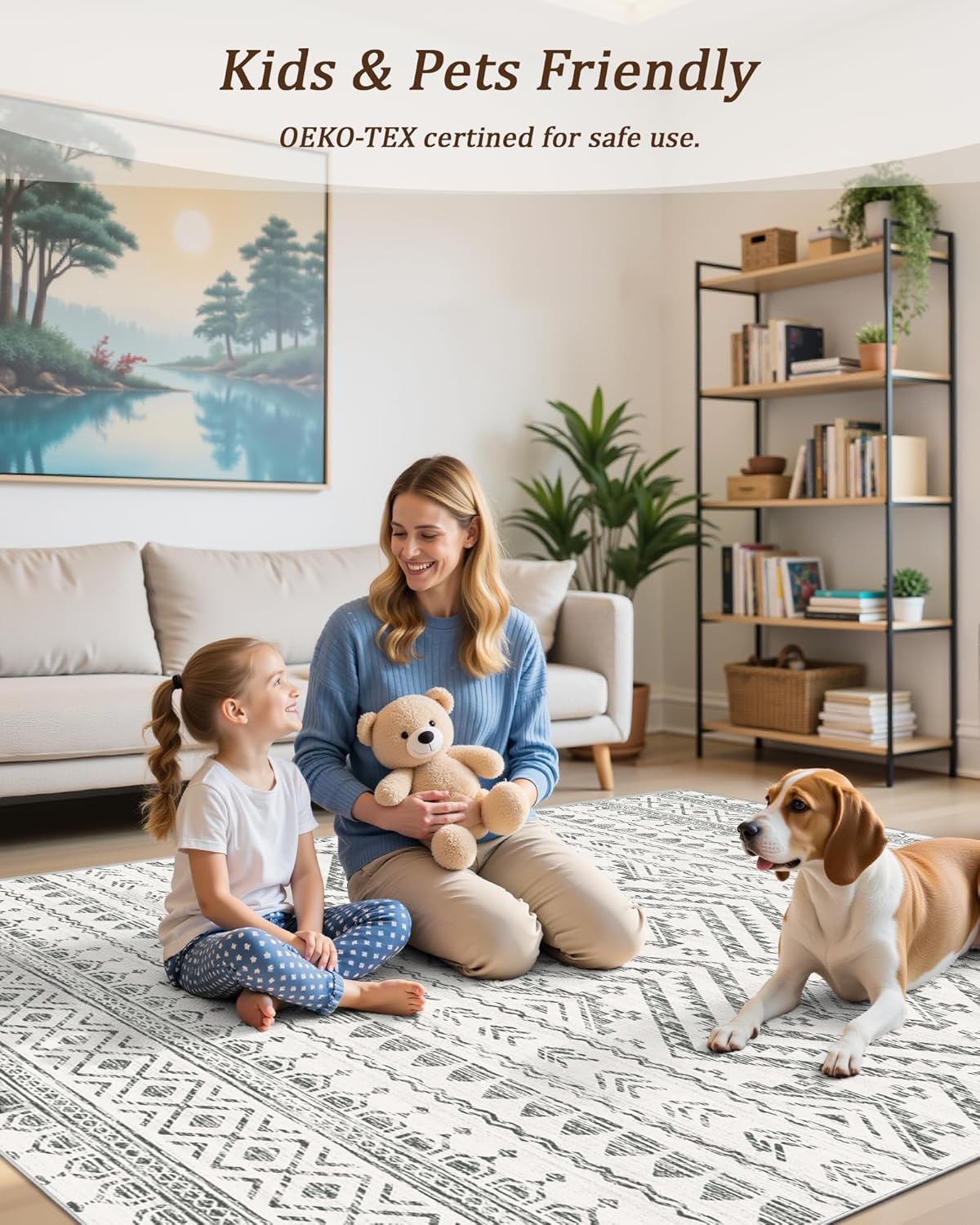 Moroccan Washable Non-Slip Soft Low Pile 8x10 Area Rug