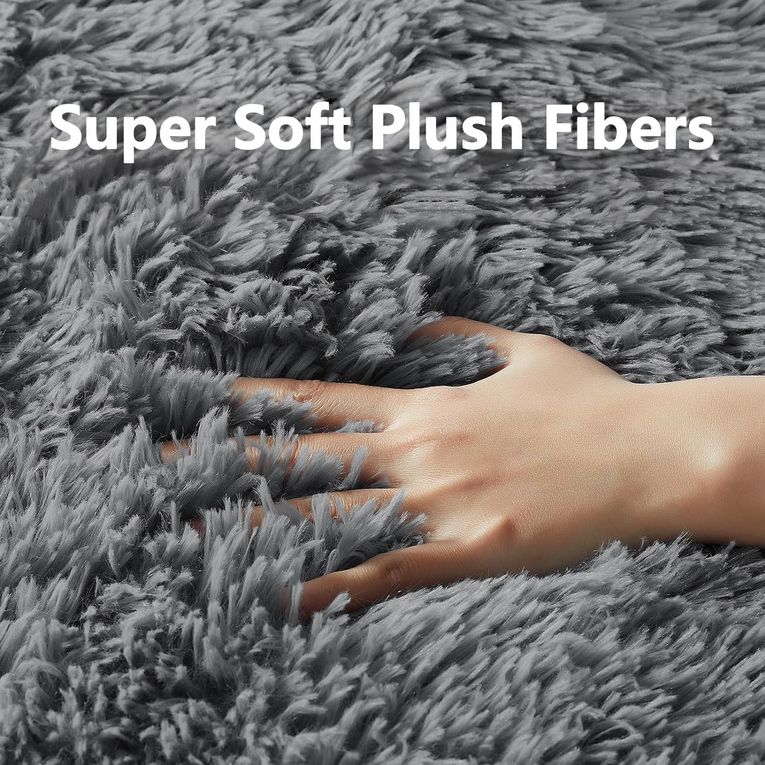 Ophanie Upgrade 5x8 Grey Fluffy Shag Area Rug - Soft Non-Slip Carpet