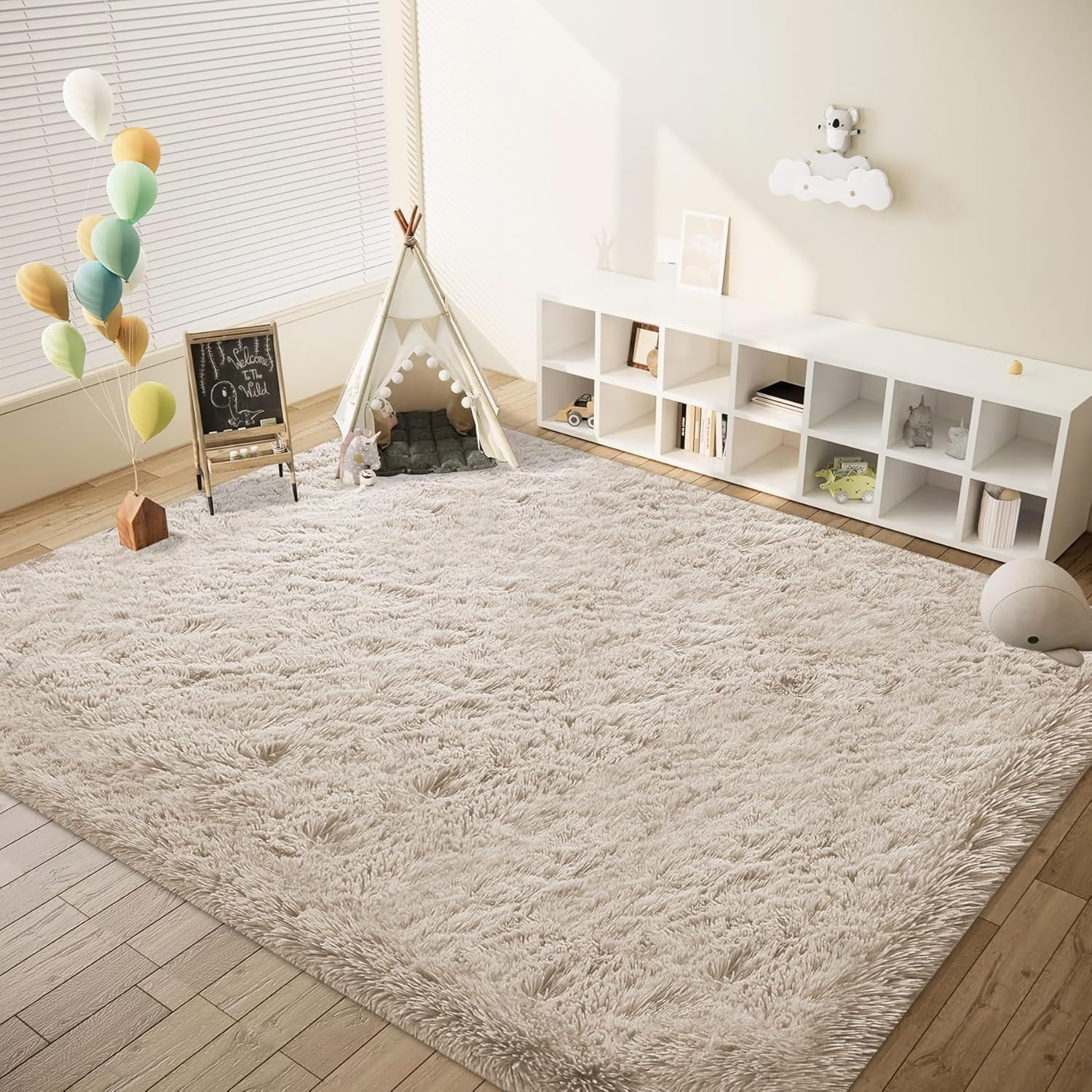 Ultra-Soft 8x10 Fluffy Shag Washable Area Rug for Living Room