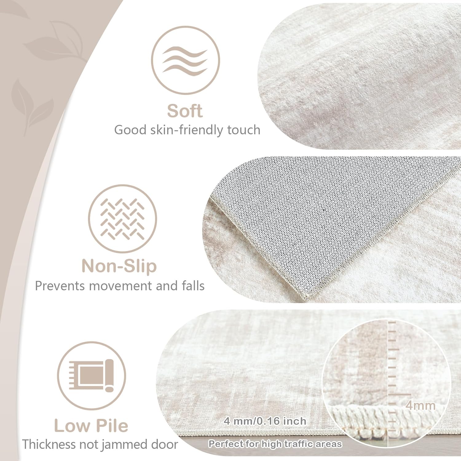 Modern Abstract Washable Area Rug 6x9: Soft, Non-Slip, Stain Resistant for Living Room