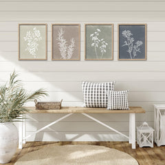 Framed Boho Botanical Wall Art Set of 4 Rustic Farmhouse Decor