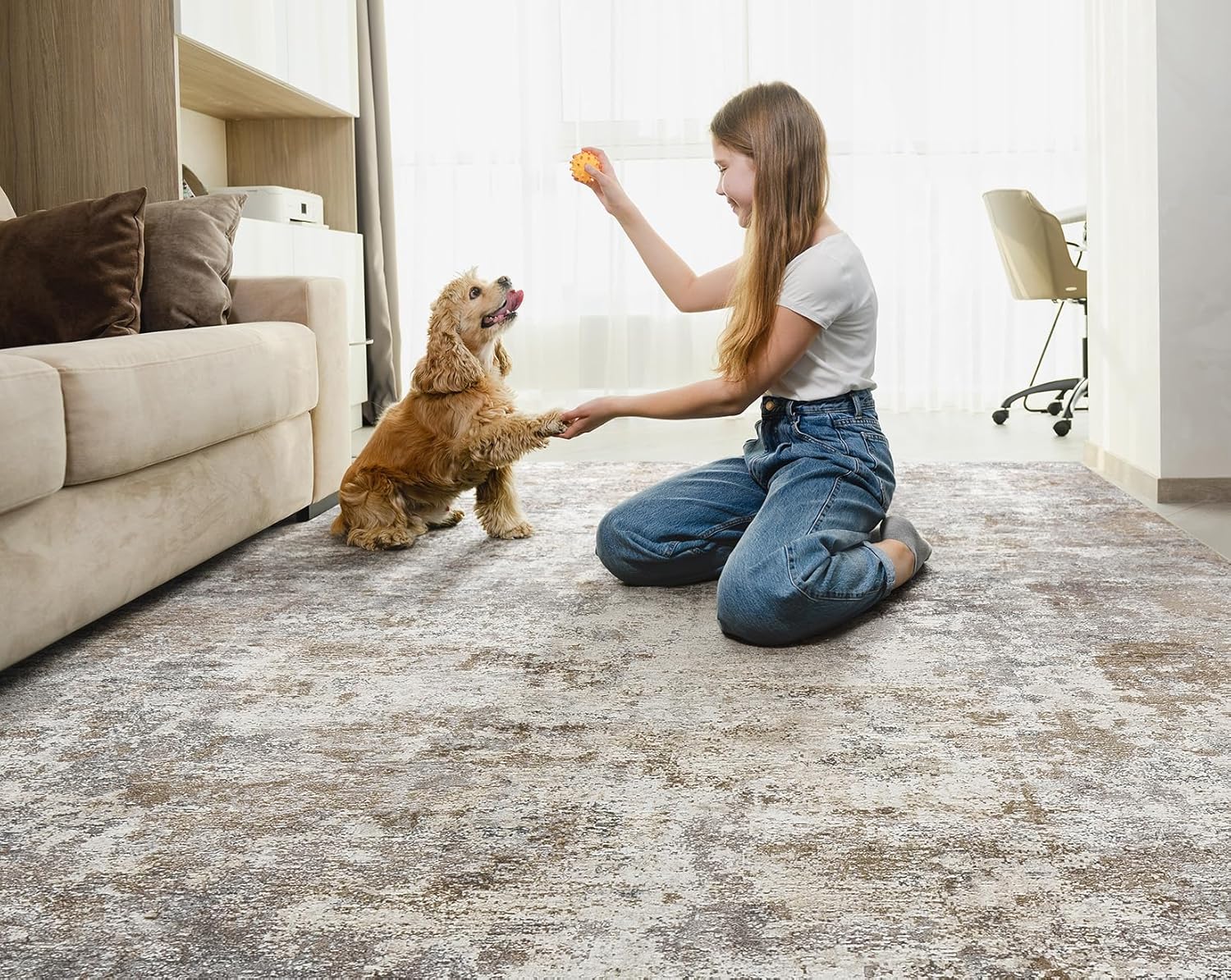 UERMEI Washable Modern Abstract Area Rug: Soft, Non-Slip Home Carpet