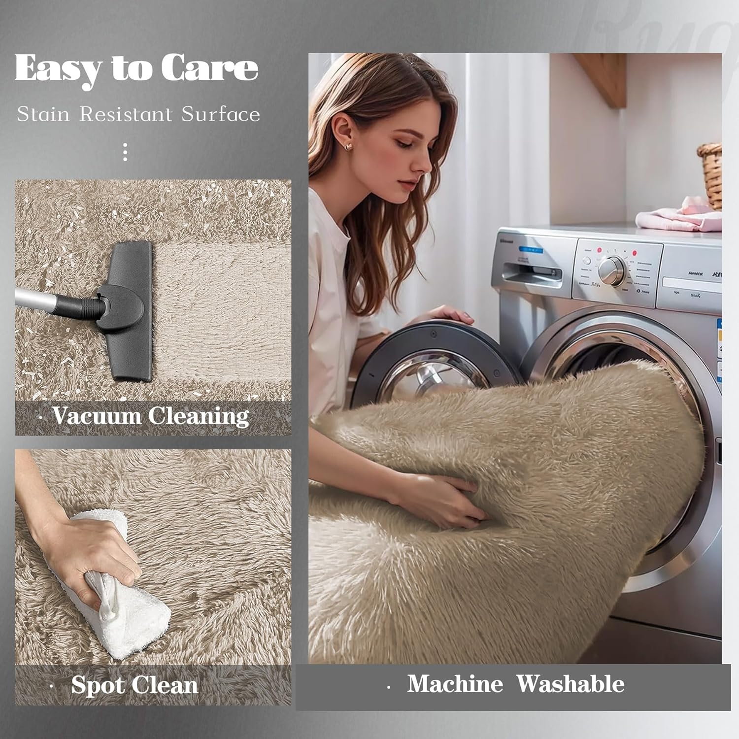 Ultra-Soft 8x10 Fluffy Shag Washable Area Rug for Living Room