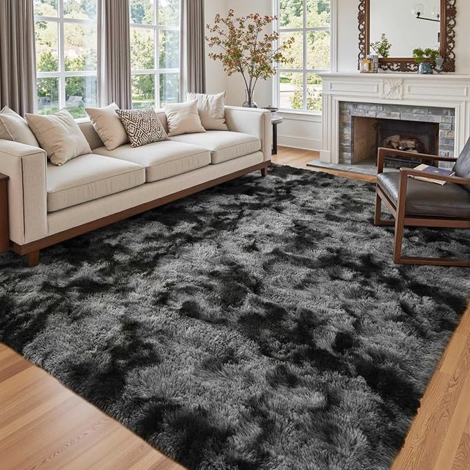 Ultra Soft Fluffy Tie-Dyed Shag Area Rug for Living Room