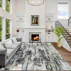 Large Washable 8x10 Area Rug: Modern Abstract Soft Anti-Skid Carpet for Home