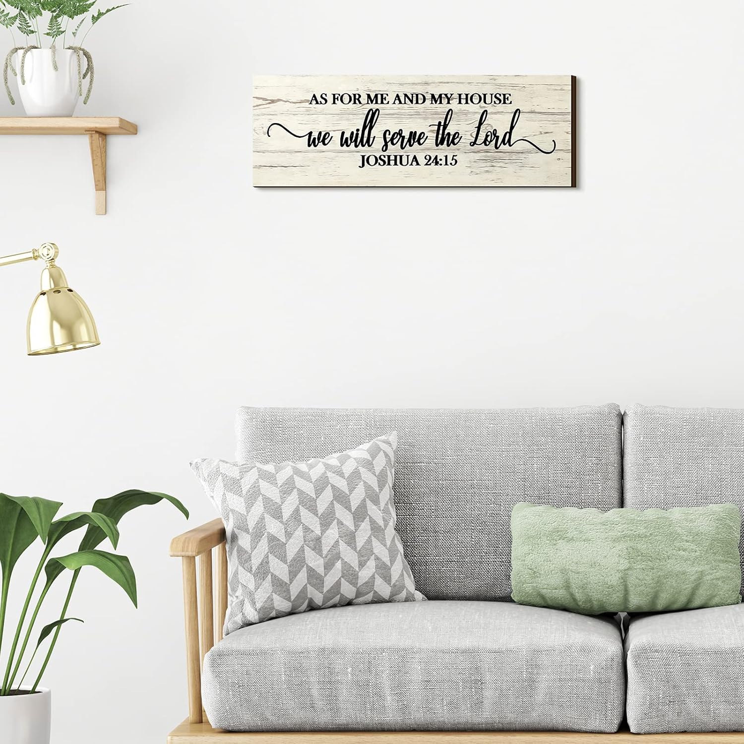 Christian Farmhouse Wooden Wall Art Plaque: 'As for Me and My House' Scripture Decor
