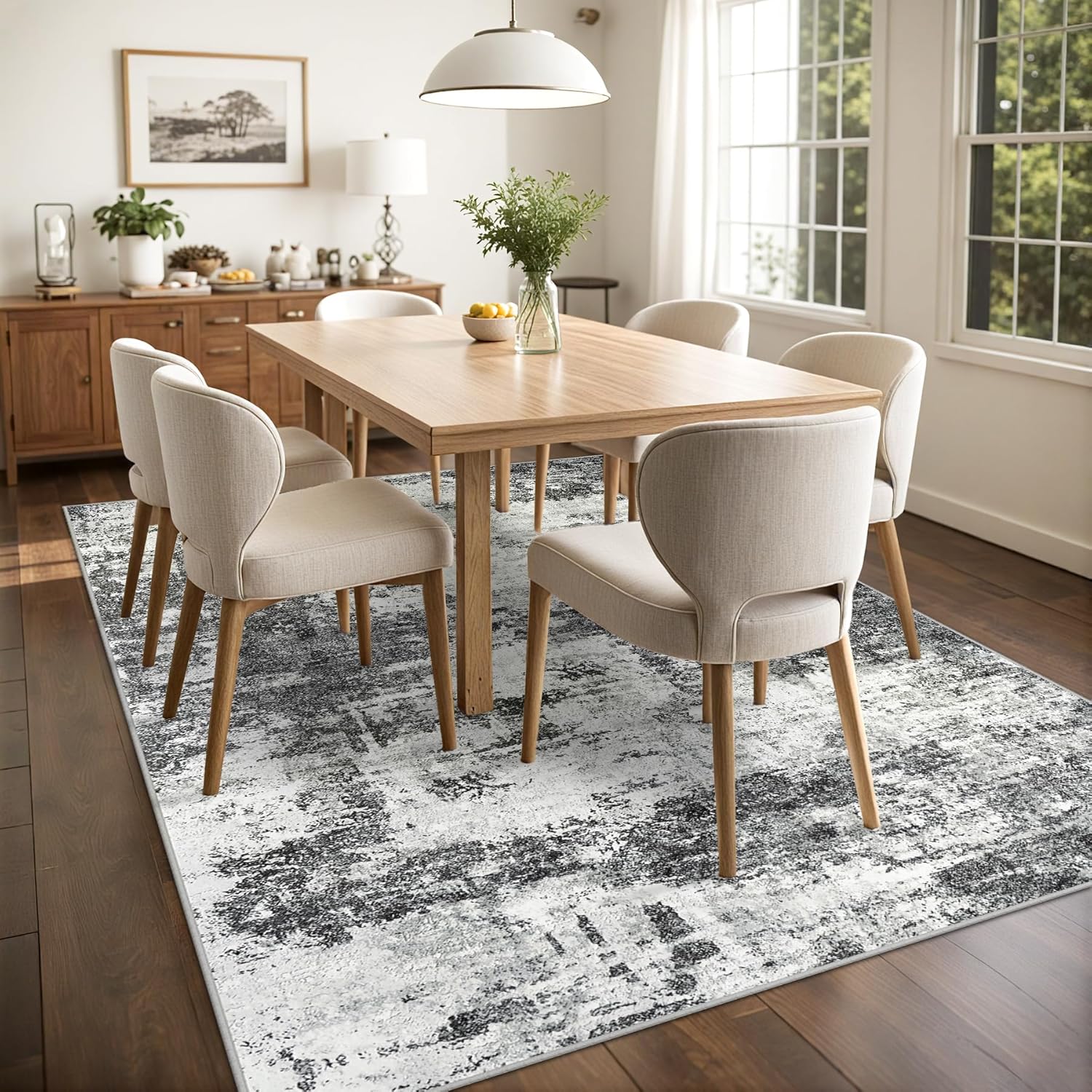 Soft Abstract Washable 8x10 Area Rug - Anti-Slip, Stain-Resistant, Durable Carpet