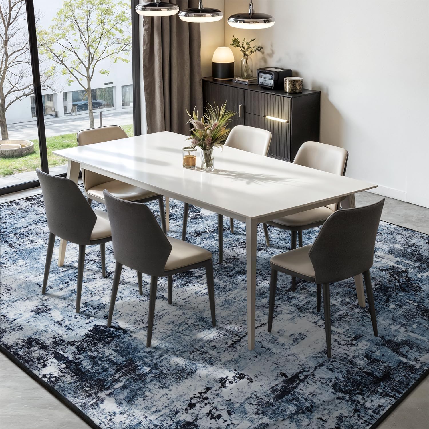 Rugflix Washable 8x10 Modern Abstract Area Rug for Living Room, Stain-Resistant Low Pile