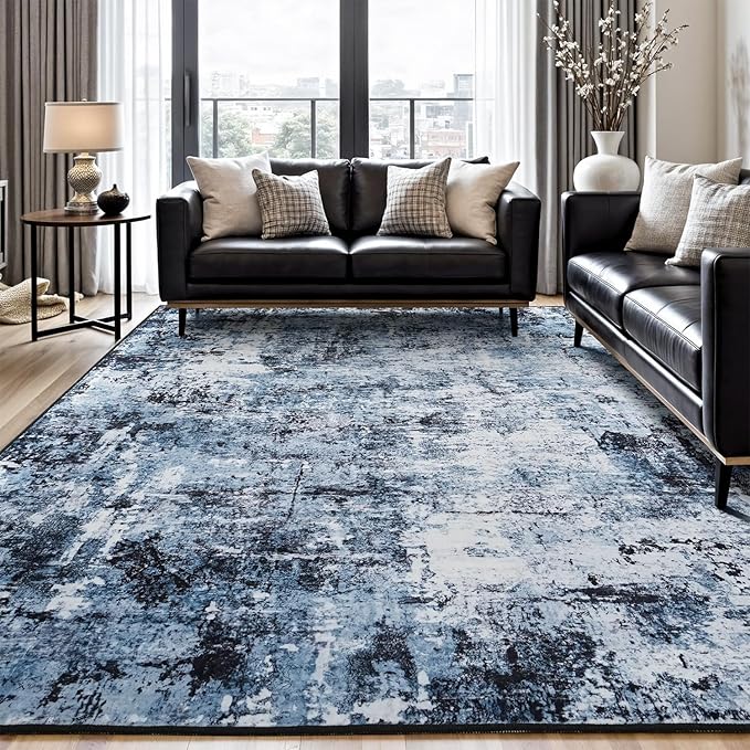 Rugflix Washable 8x10 Modern Abstract Area Rug for Living Room, Stain-Resistant Low Pile