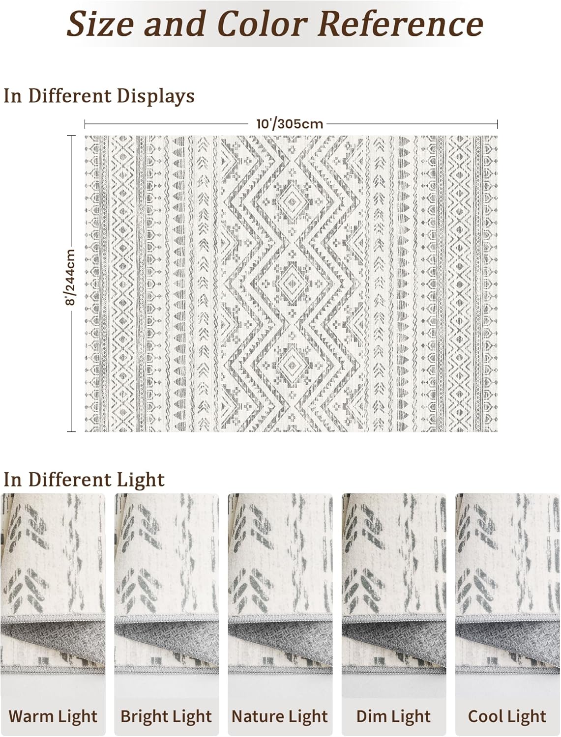 Moroccan Washable Non-Slip Soft Low Pile 8x10 Area Rug