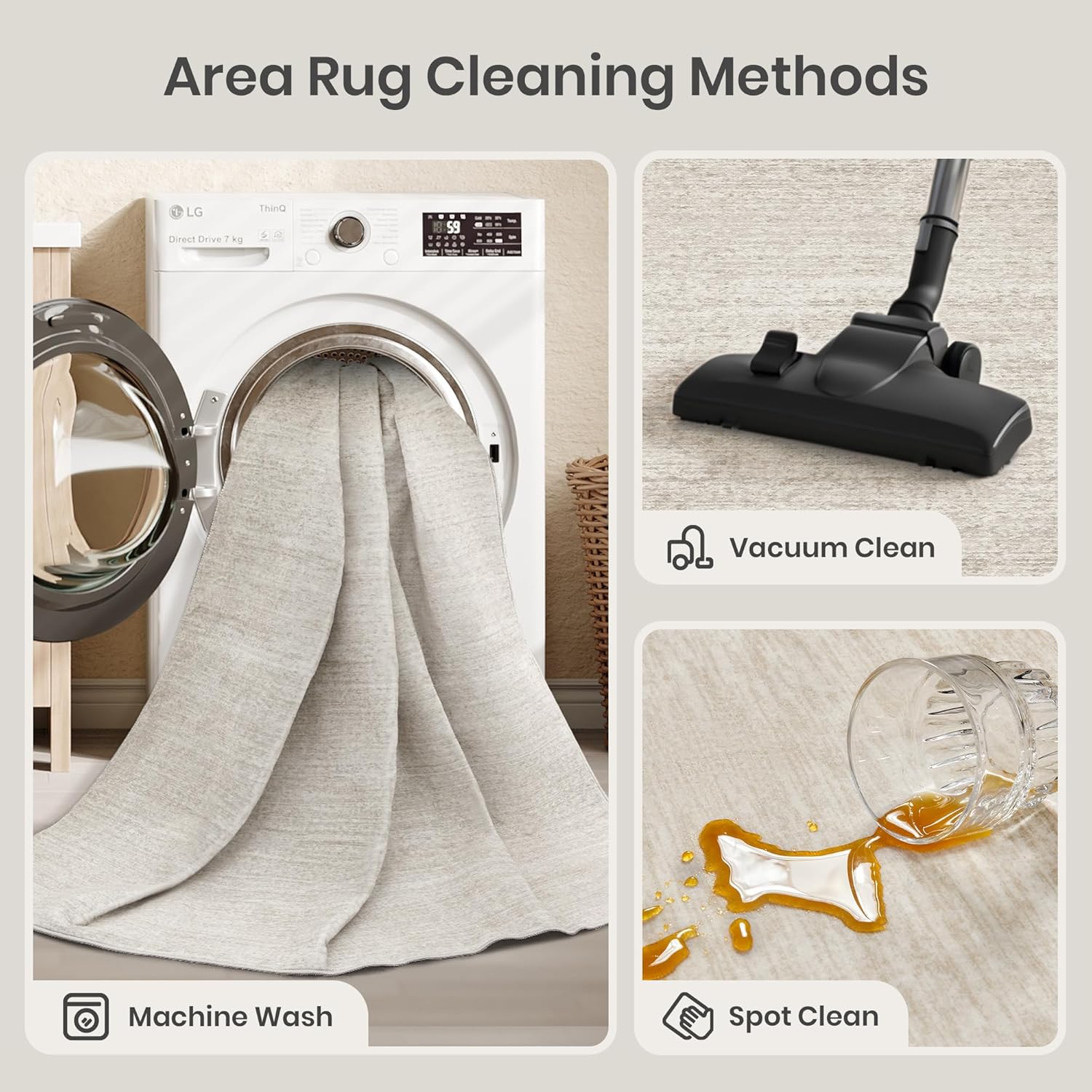Valenrug 6x9 Washable Rug: Ultra-Thin, Stain-Resistant, Non-Slip, Low Pile