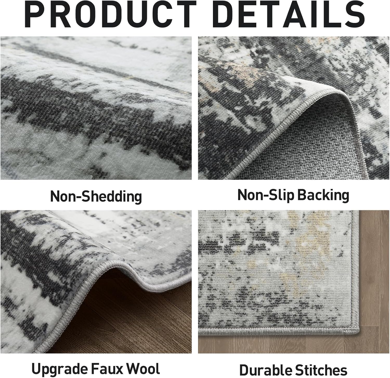 Large Washable 8x10 Area Rug: Modern Abstract Soft Anti-Skid Carpet for Home