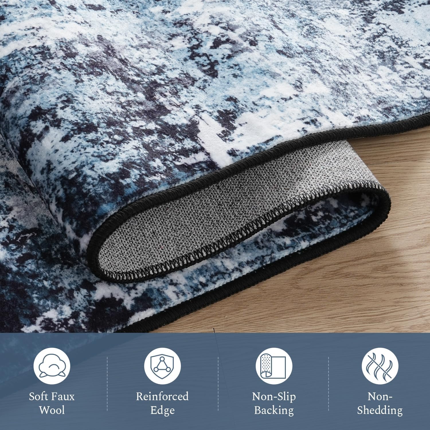 Rugflix Washable 8x10 Modern Abstract Area Rug for Living Room, Stain-Resistant Low Pile
