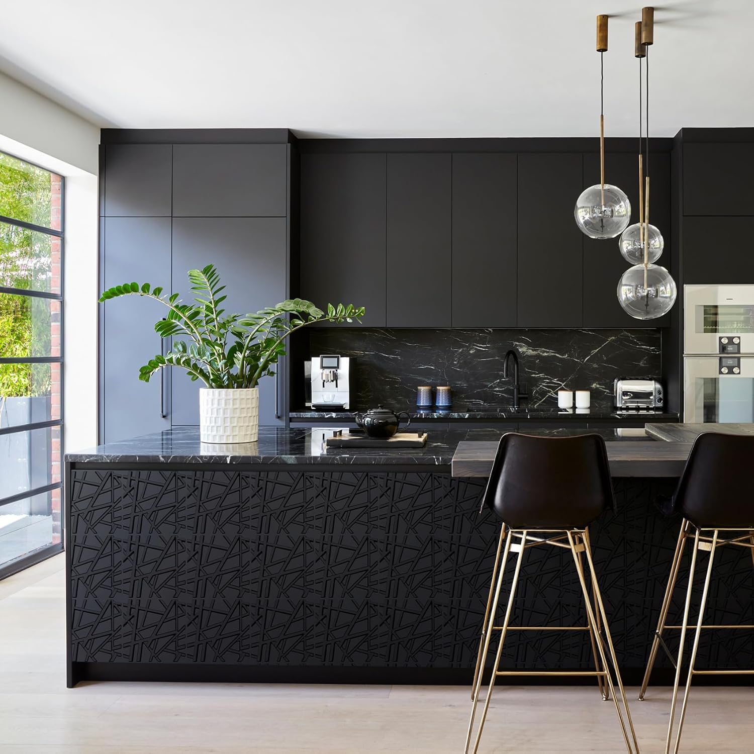 33-Pack Black 3D Textured PVC Wall Panels for Modern Home Decor 12x12