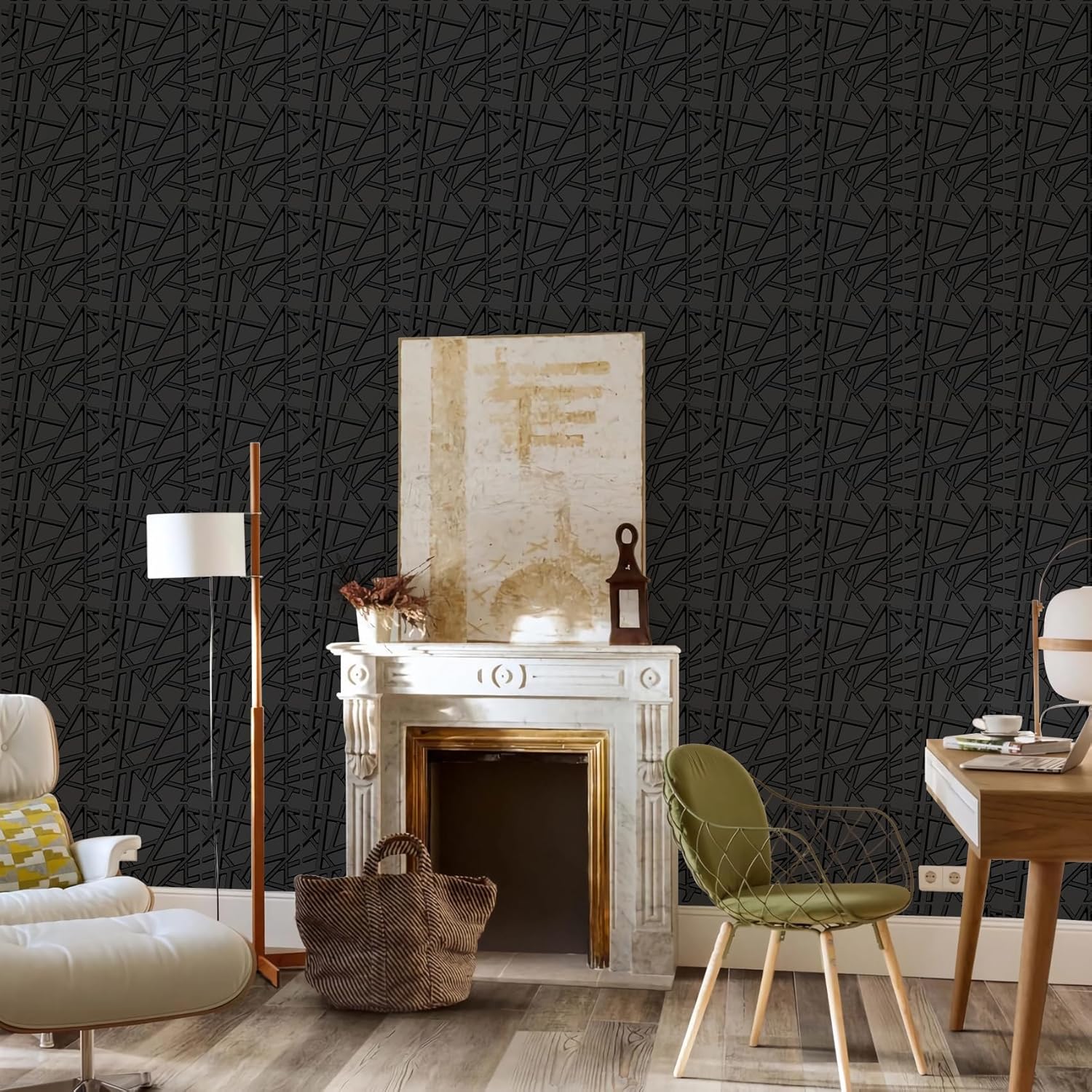 33-Pack Black 3D Textured PVC Wall Panels for Modern Home Decor 12x12