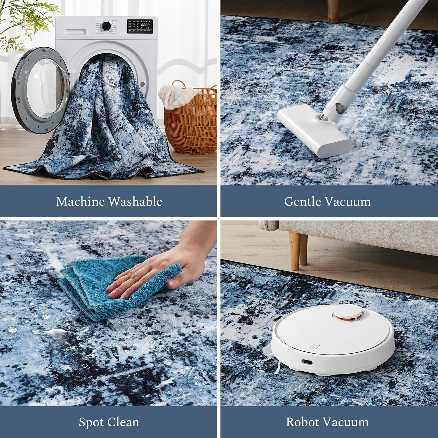 Rugflix Washable 8x10 Modern Abstract Area Rug for Living Room, Stain-Resistant Low Pile