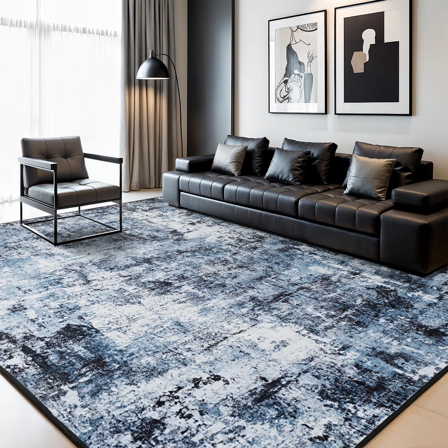 Rugflix Washable 8x10 Modern Abstract Area Rug for Living Room, Stain-Resistant Low Pile