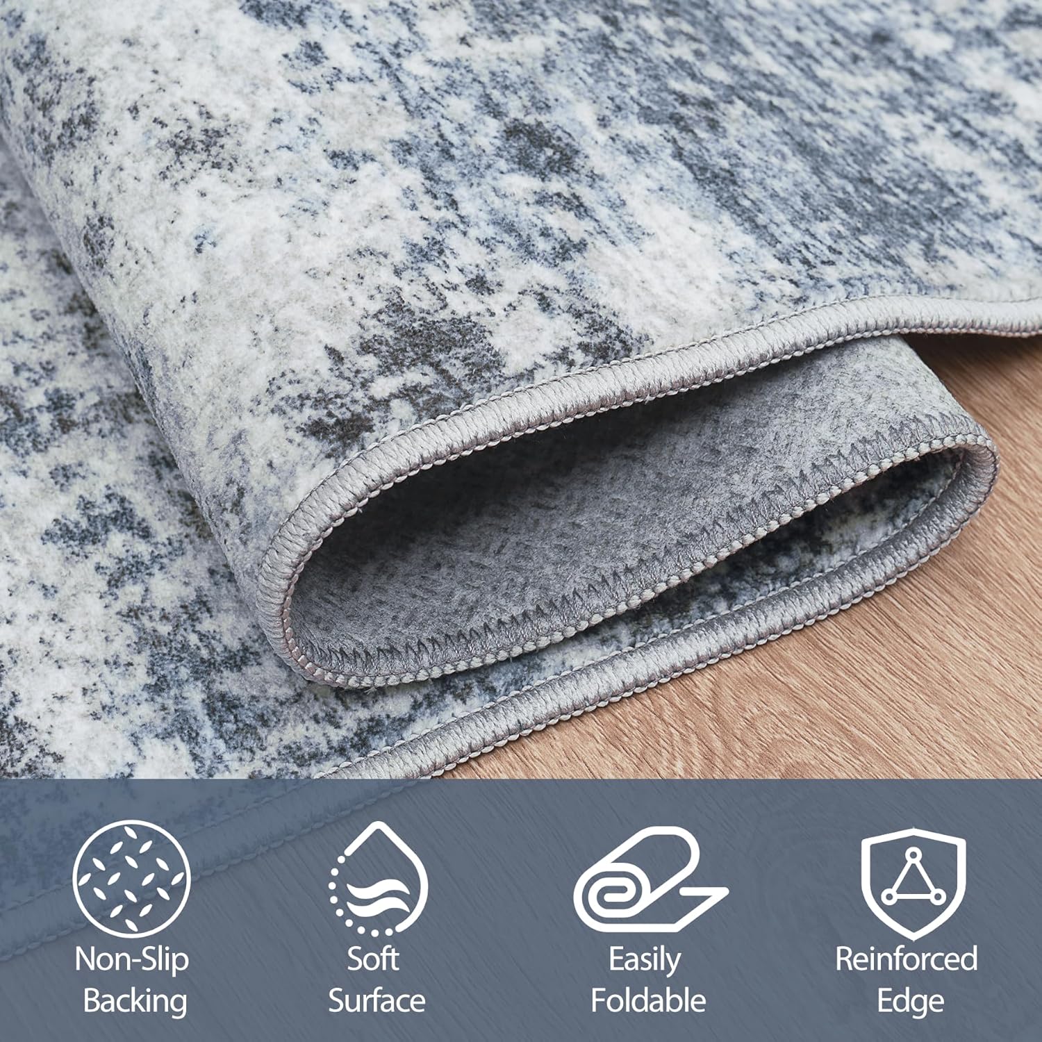 Aelenmu Modern Abstract Washable 8x10 Area Rug: Non-Slip, Soft, Durable