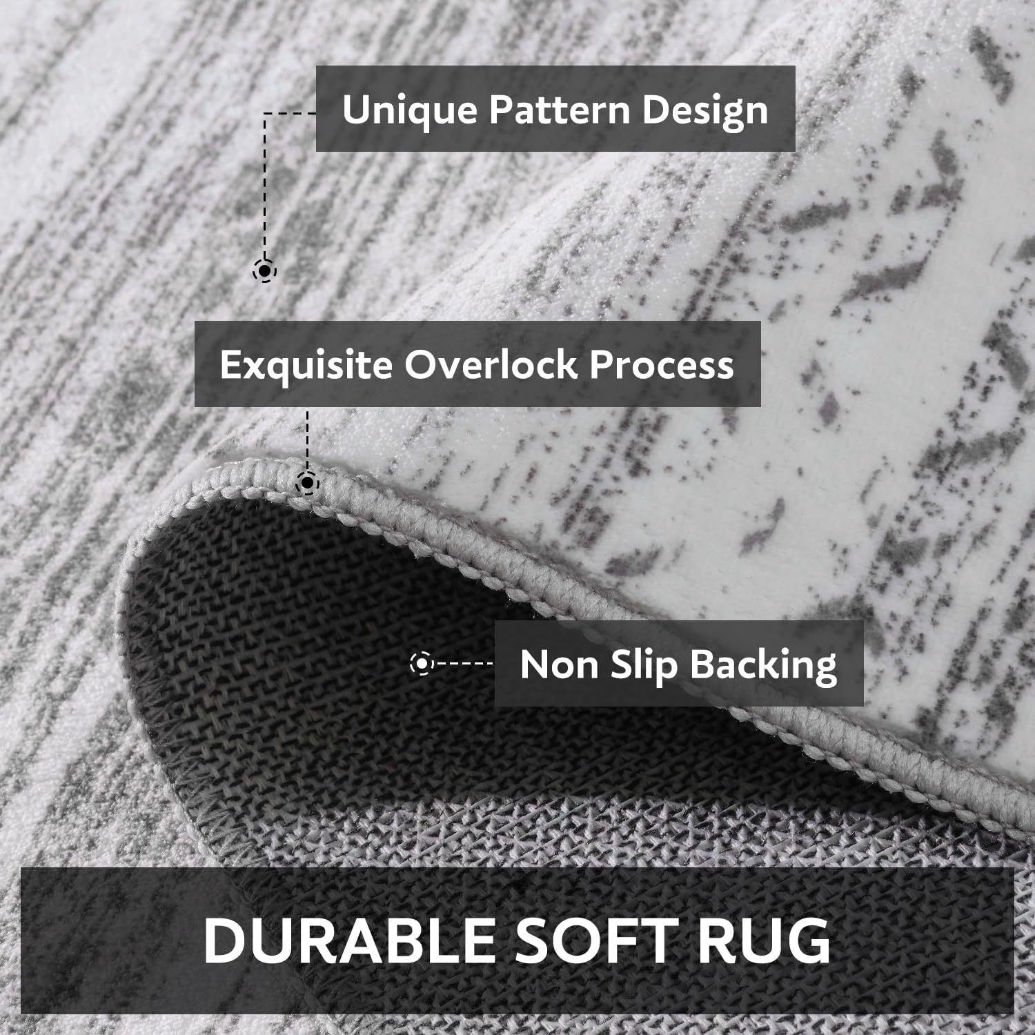 Ultra Soft Machine Washable Boho Living Room Area Rug 5x7 Grey
