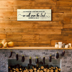 Christian Farmhouse Wooden Wall Art Plaque: 'As for Me and My House' Scripture Decor