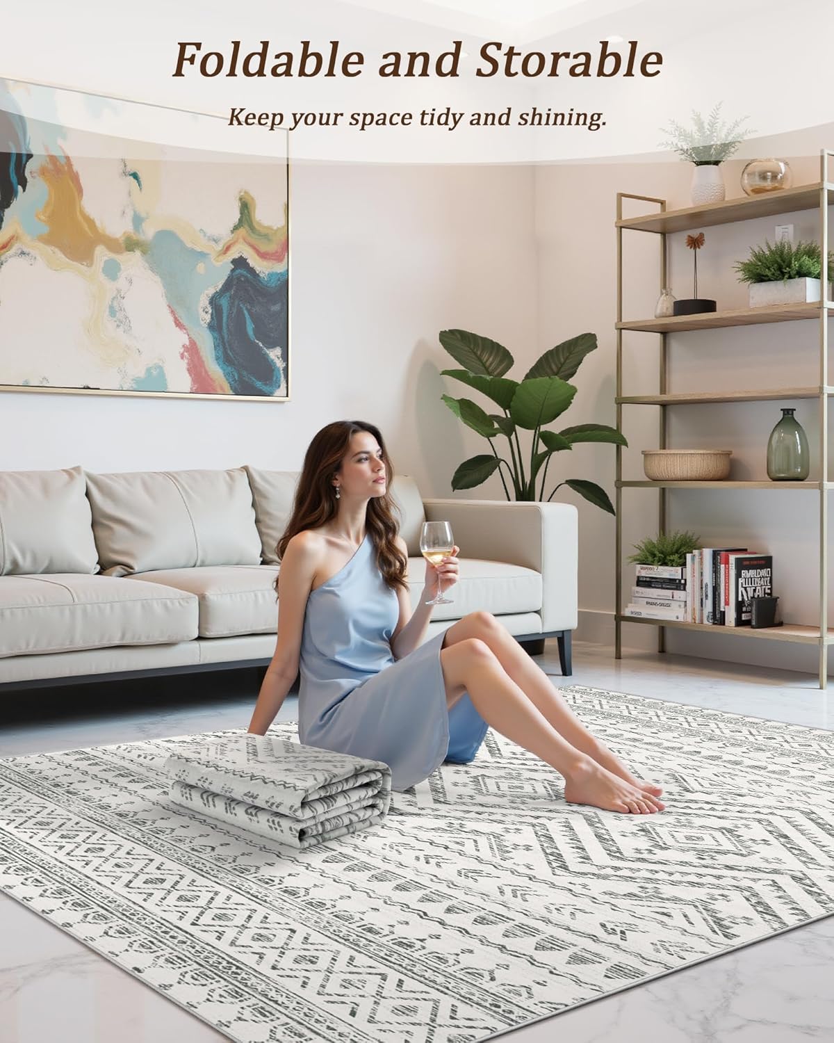 Moroccan Washable Non-Slip Soft Low Pile 8x10 Area Rug
