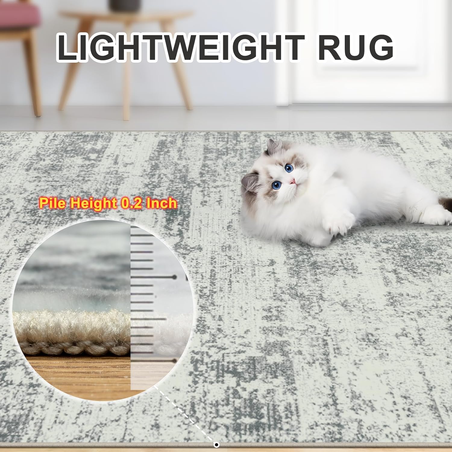 Modern Abstract Washable 8x10 Area Rug for Living Room, Non-Slip, Stain Resistant