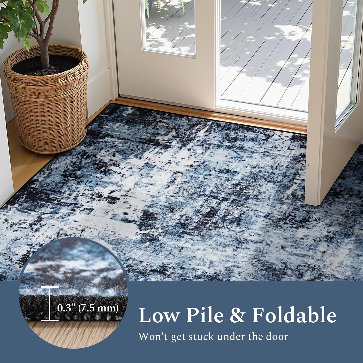 Rugflix Washable 8x10 Modern Abstract Area Rug for Living Room, Stain-Resistant Low Pile
