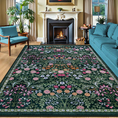 Large 8x10 Floral Washable Area Rug - Vintage Boho, Soft, Non-Slip, Stain Resistant