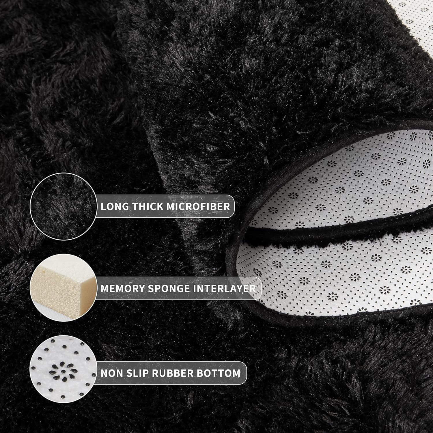 Tepook Super Soft Fluffy Shaggy Area Rug - Non-Slip, Plush Comfort for Bedroom, Living Room