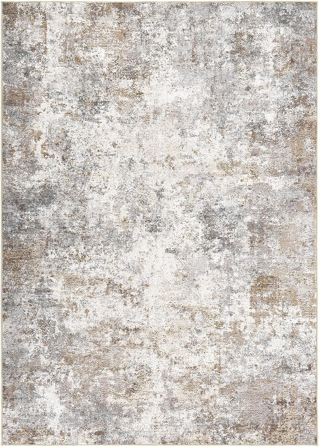 Washable Modern Abstract Area Rug: Soft, Non-Slip, Brown Grey