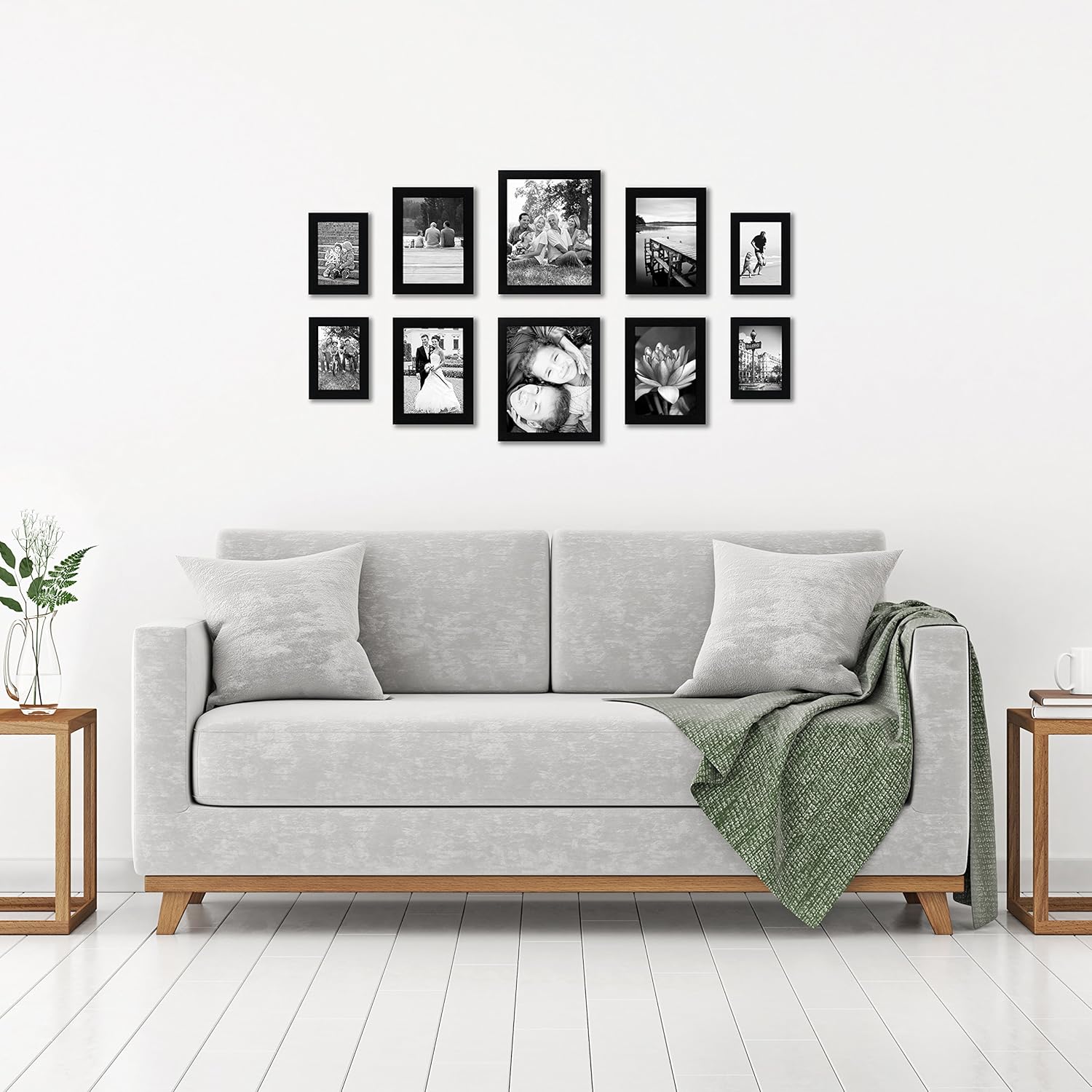 Americanflat 10-Piece Black Gallery Wall Picture Frame Set with Shatter-Resistant Glass