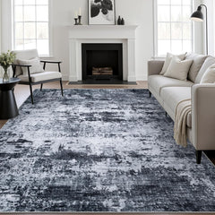 Washable Modern Abstract Soft Thin Area Rug for Living Room, Bedroom
