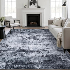 Washable Modern Abstract Soft Thin Area Rug for Living Room, Bedroom