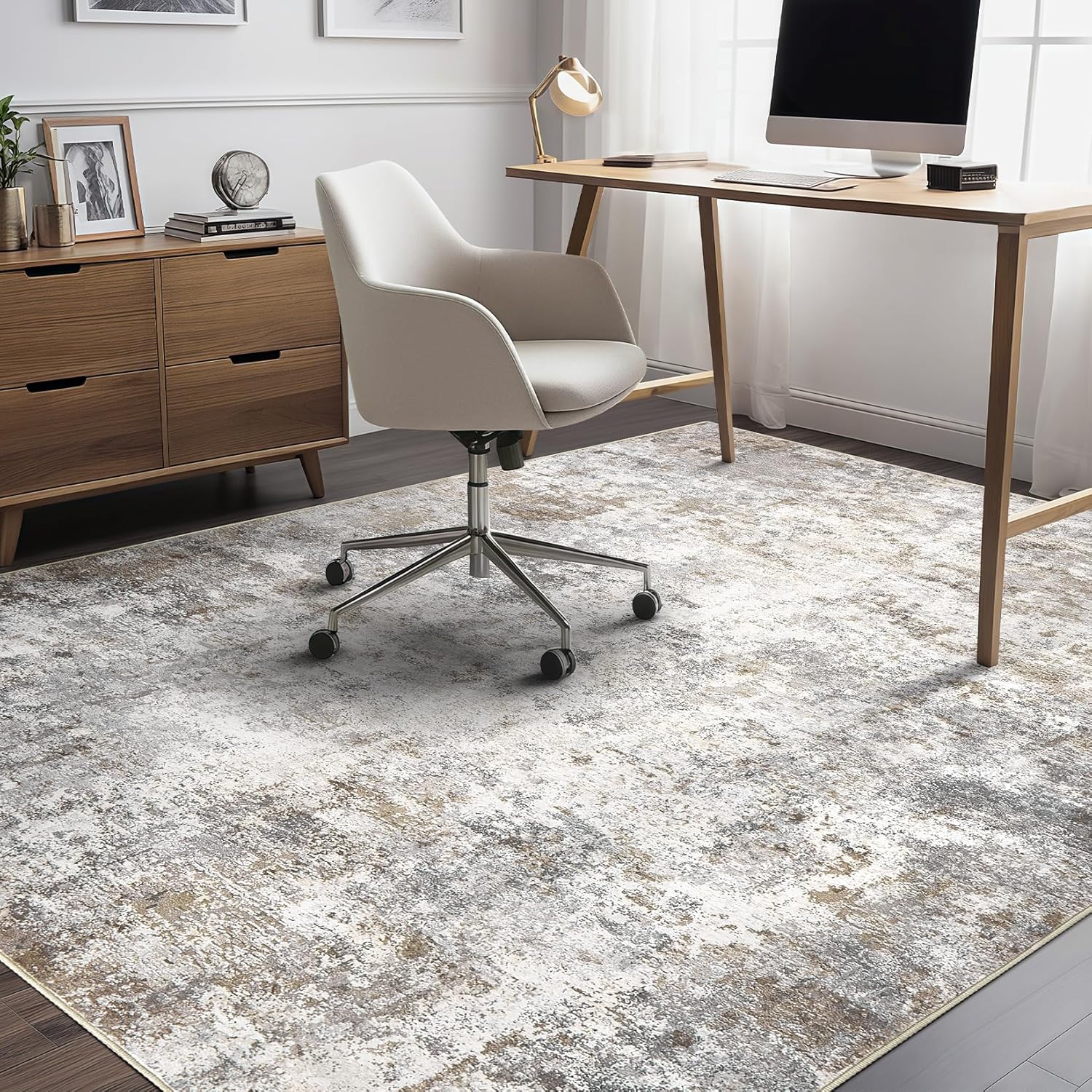 UERMEI Washable Modern Abstract Area Rug: Soft, Non-Slip Home Carpet